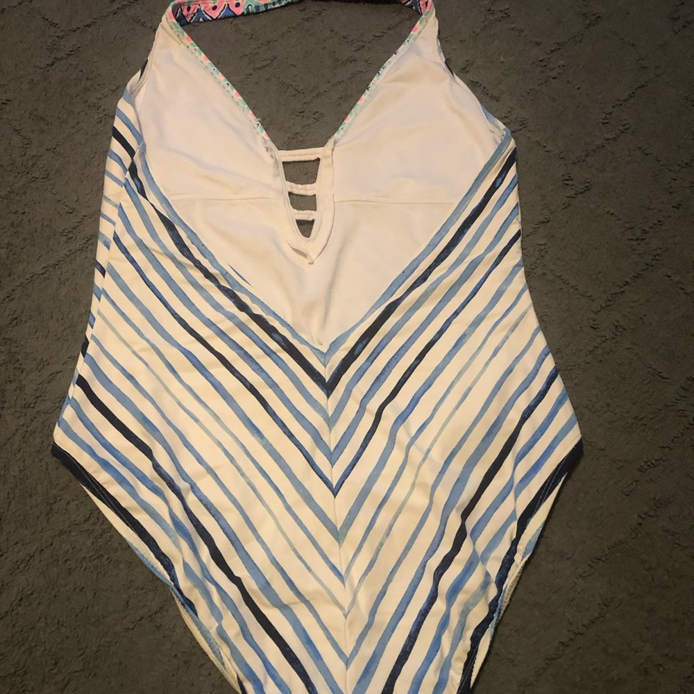 Lilly Pulitzer Blue and Pink One Piece Swimsuit - Picture 2 of 3